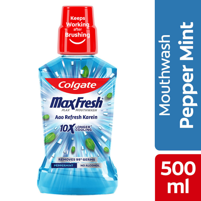 Maxfresh Plax Antibacterial Mouthwash, Pepper Mint