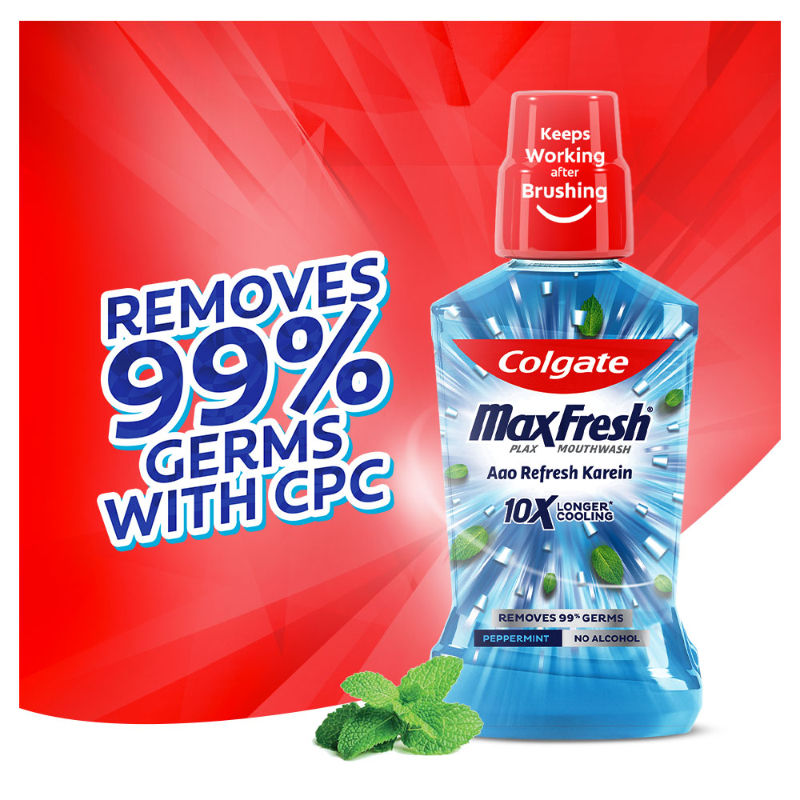 Maxfresh Plax Antibacterial Mouthwash, Pepper Mint