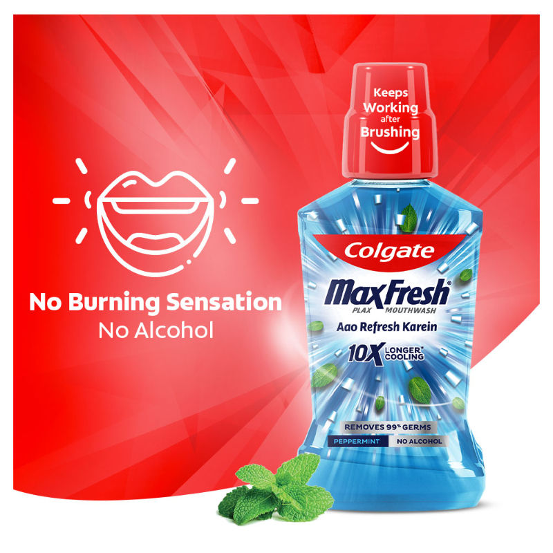 Maxfresh Plax Antibacterial Mouthwash, Pepper Mint
