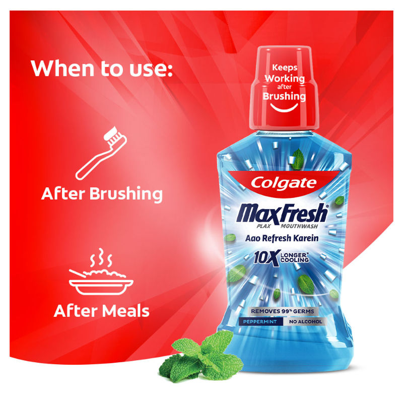 Maxfresh Plax Antibacterial Mouthwash, Pepper Mint
