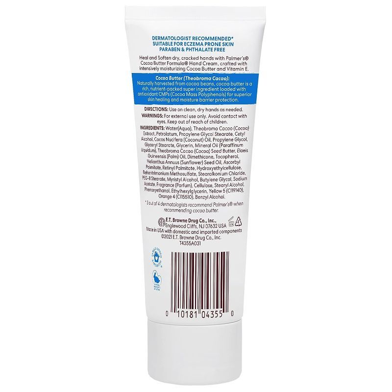 Cocoa Butter Hand Cream For Intensive Relief, Free Of Paraben & Fragrance