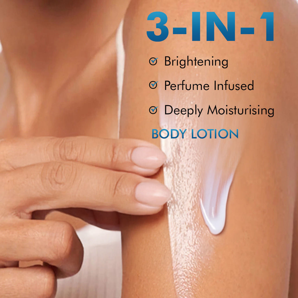 By The Blues Perfume Body Lotion With 5% Brightening Niacinamide-Gluta Aqua Woody Scent