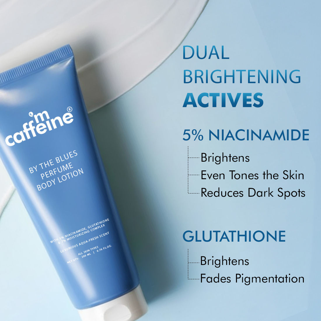 By The Blues Perfume Body Lotion With 5% Brightening Niacinamide-Gluta Aqua Woody Scent