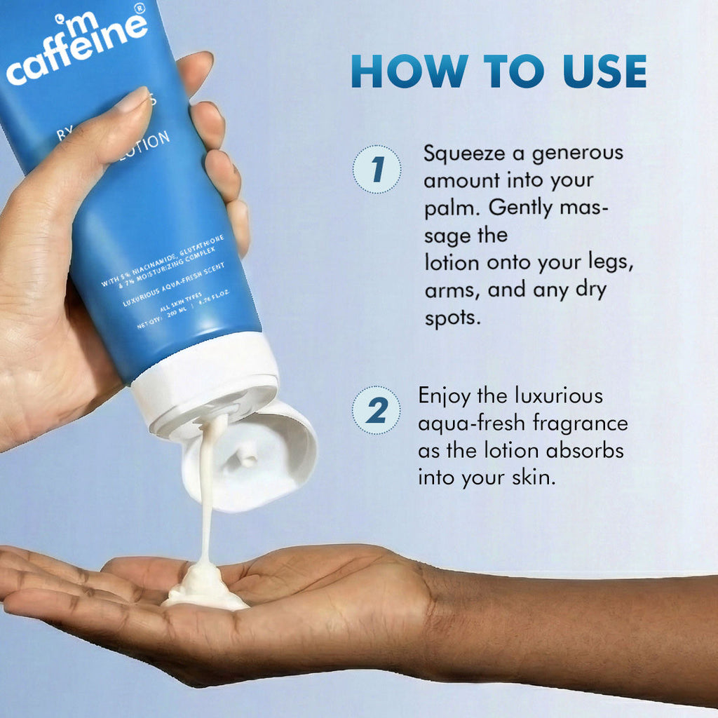 By The Blues Perfume Body Lotion With 5% Brightening Niacinamide-Gluta Aqua Woody Scent