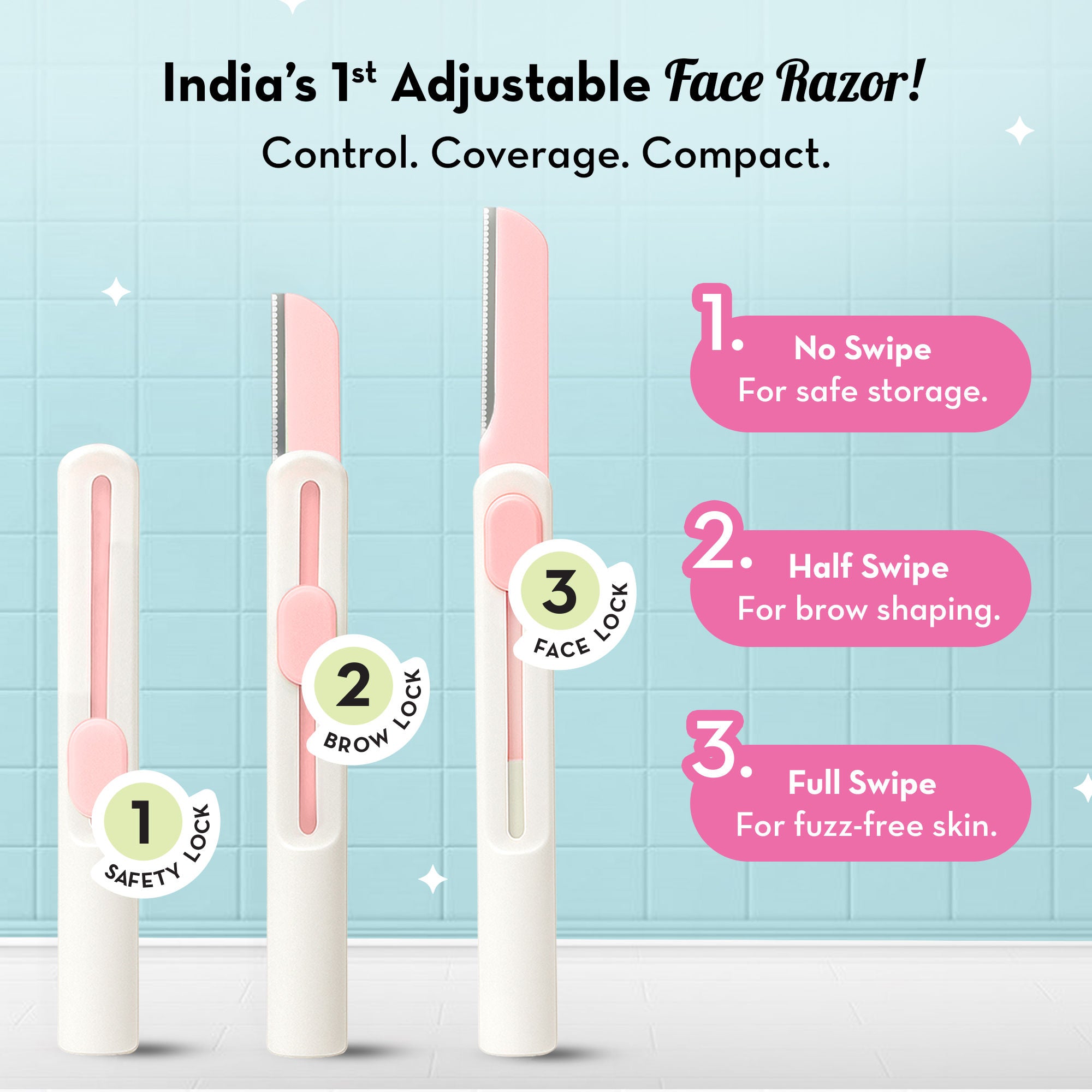 Swipe Reusable Face Razor, Adjustable Blade for Precision & Face Full Shave