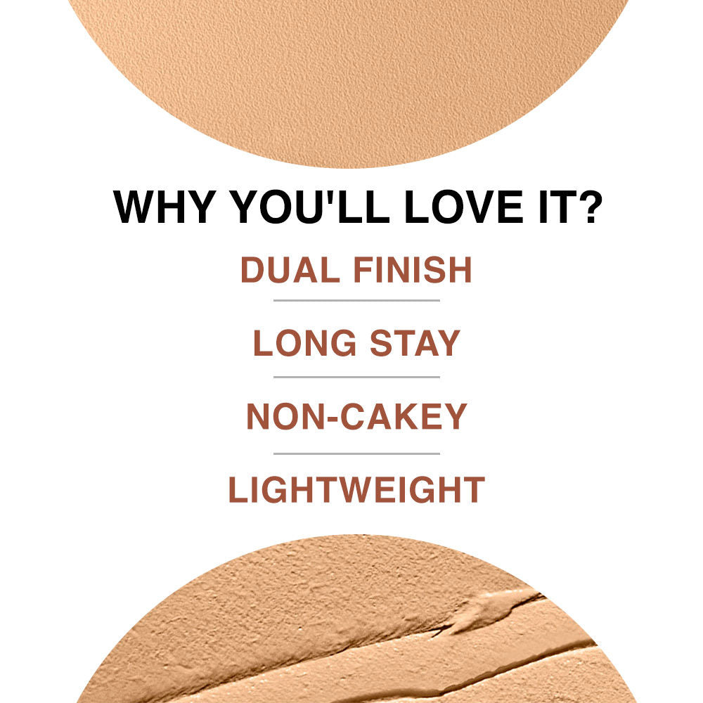 9 To 5 Unreal Dual Cover Pressed Powder, 2 In 1 Compact + Foundation
