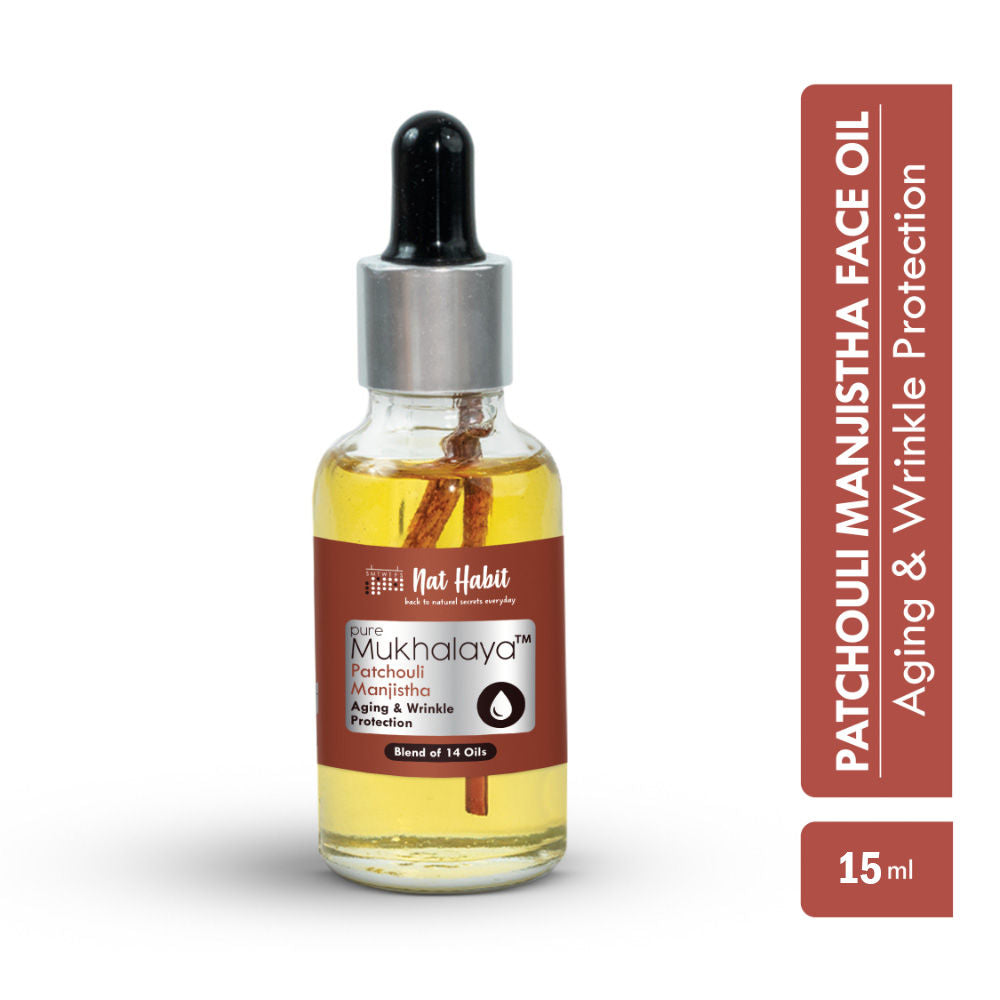 Patchouli Manjistha Face Oil For Anti-Aging, Wrinkle Protect & Bakuchiol For Skin Glowing - 15ml