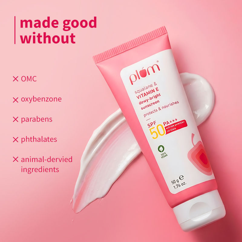 Squalane & Vitamin E Dewy-Bright SPF 50 PA+++ Sunscreen For Normal To Dry Skin Type, New UV Filters