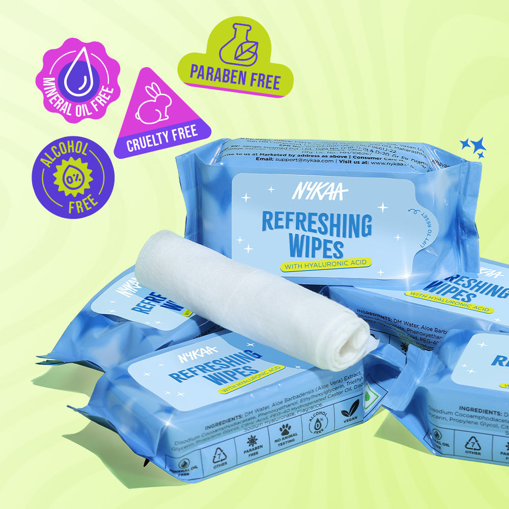 Nykaa Mini Refreshing Face Wipes With Hyaluronic Acid For Hydration & Fresh Skin