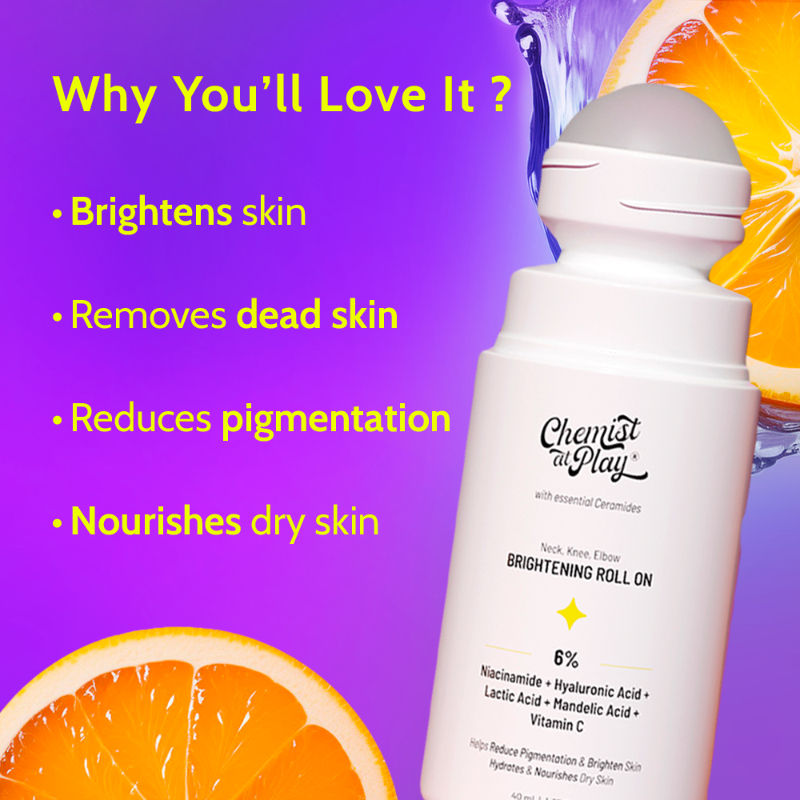 Vitamin C Neck Knee Elbow Brightening Roll On for Men & Women