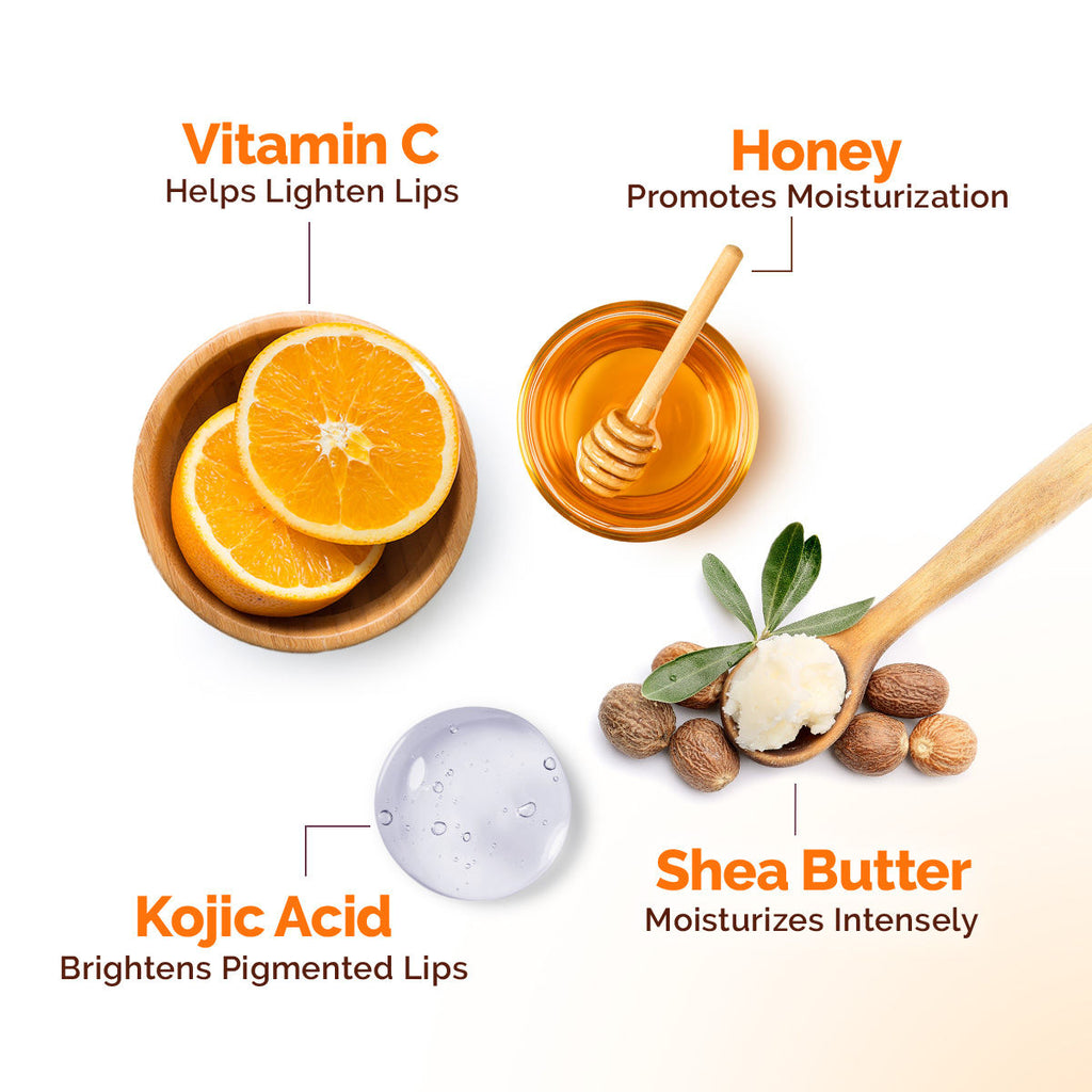 Vitamin C Lip Balm SPF 50 with Coconut Oil and Shea Butter for Brightening Dry Lips