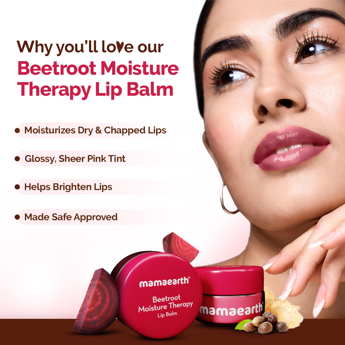 Beetroot Moisture Therapy Lip Balm with Hyaluronic Acid for Dry and Chapped Lips