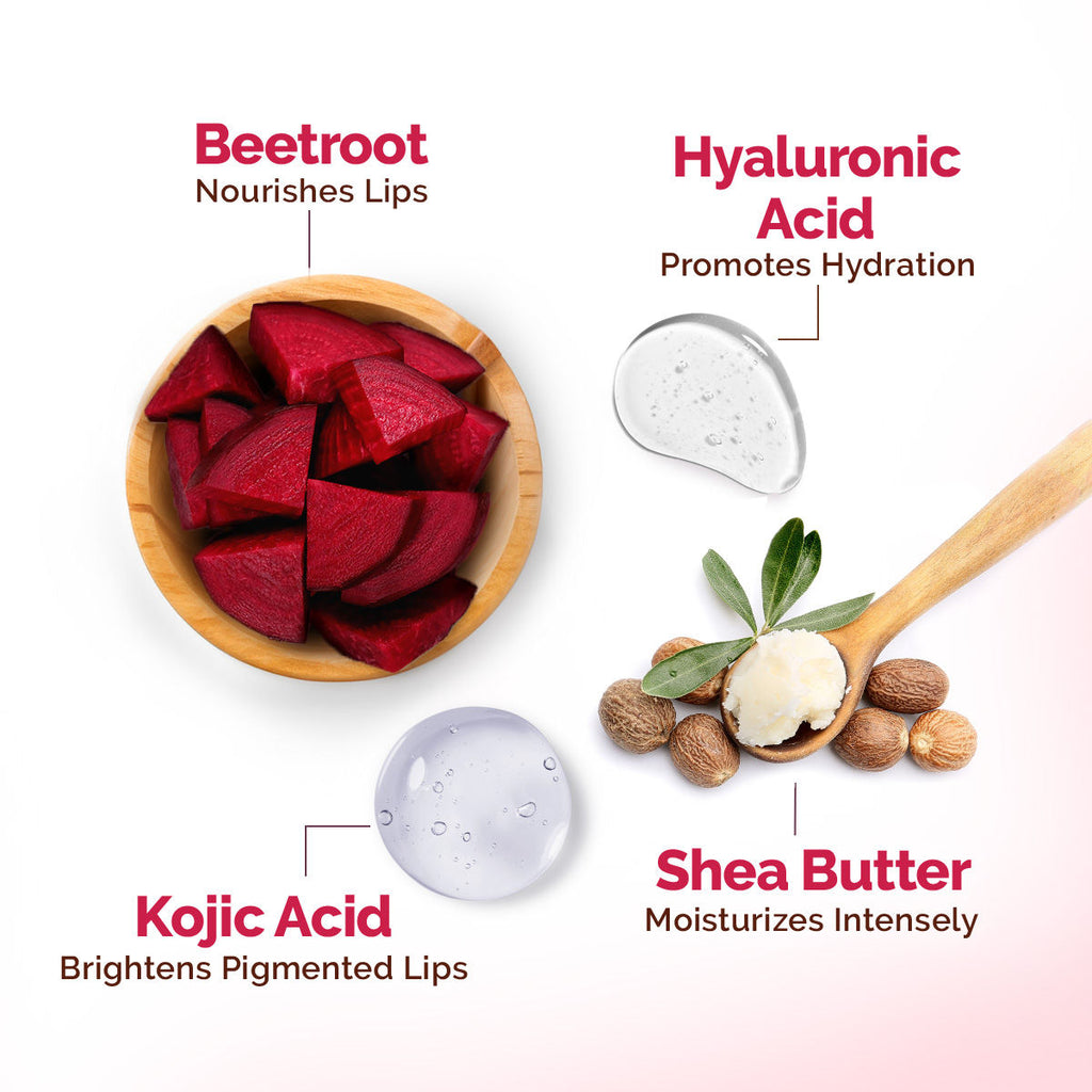 Beetroot Moisture Therapy Lip Balm with Hyaluronic Acid for Dry and Chapped Lips