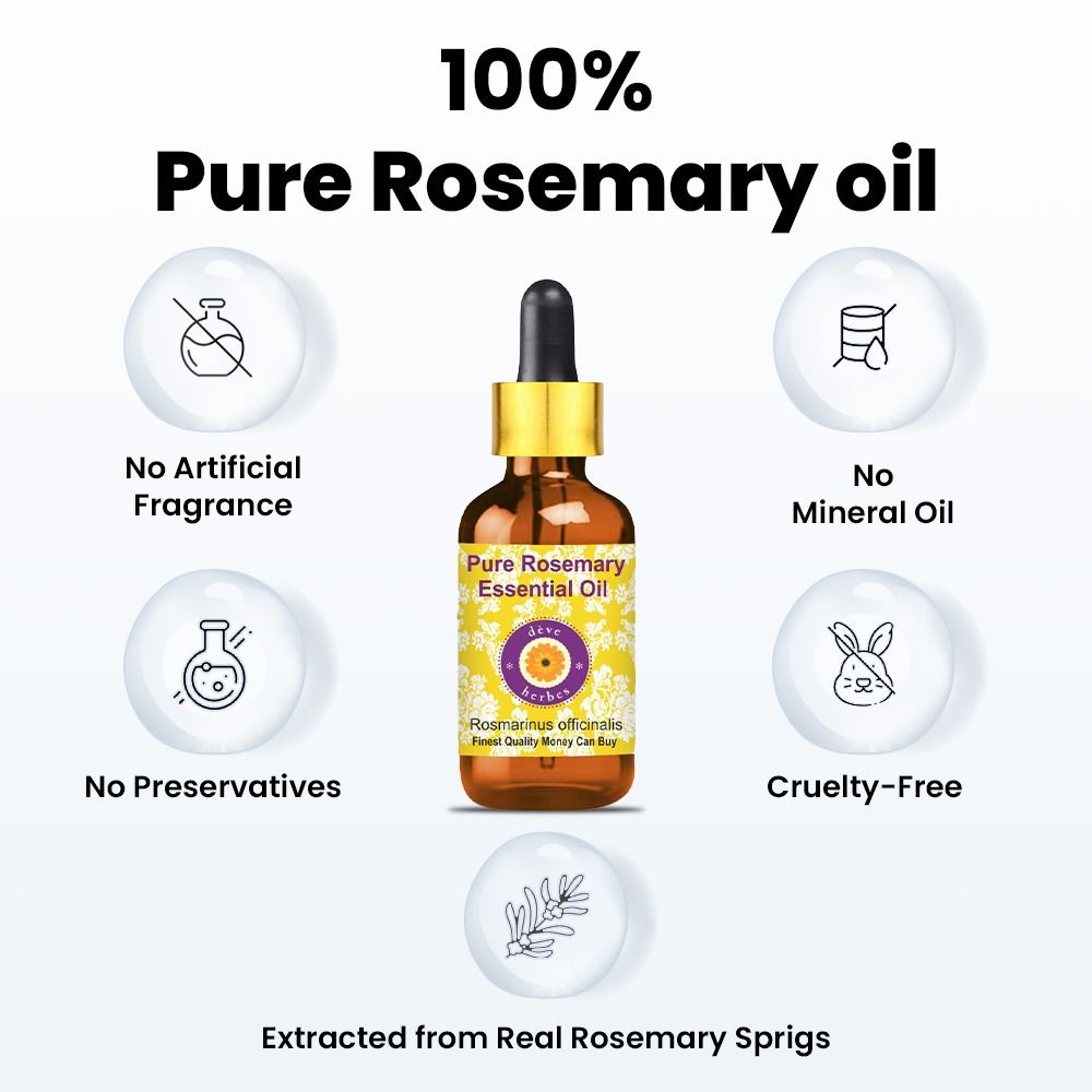 100% Pure Rosemary Essential Oil For Hair Growth, Hair Thickening & Hair Fall Control