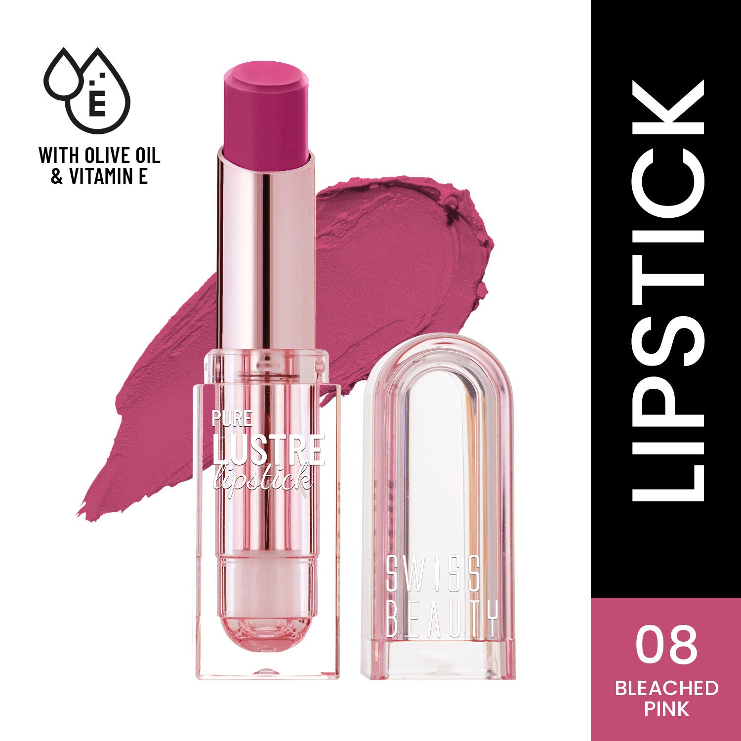 High Shine Finish Smooth Glide Pure Lustre Lipstick - 8 Bleached Pink