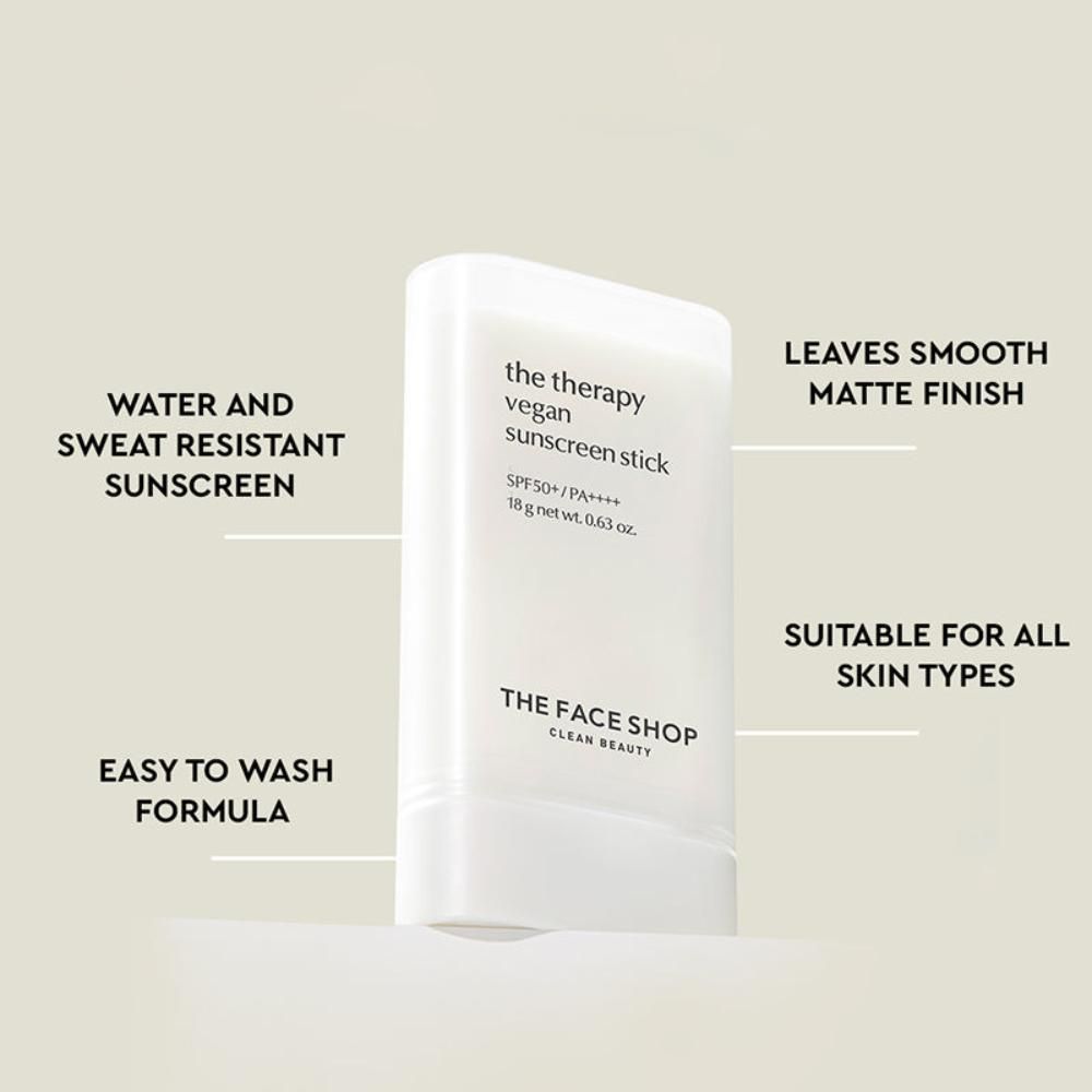 Vegan Sunscreen Stick SPF 50+ PA++++ : Korean Sun Care with Waterproof Formula