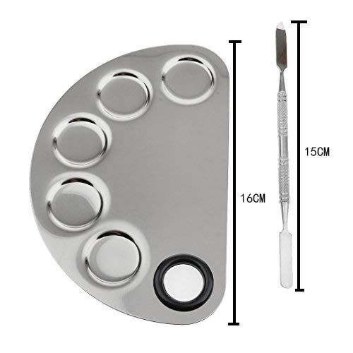 Stainless Steel Makeup Mixing Blending Palette With Spatula