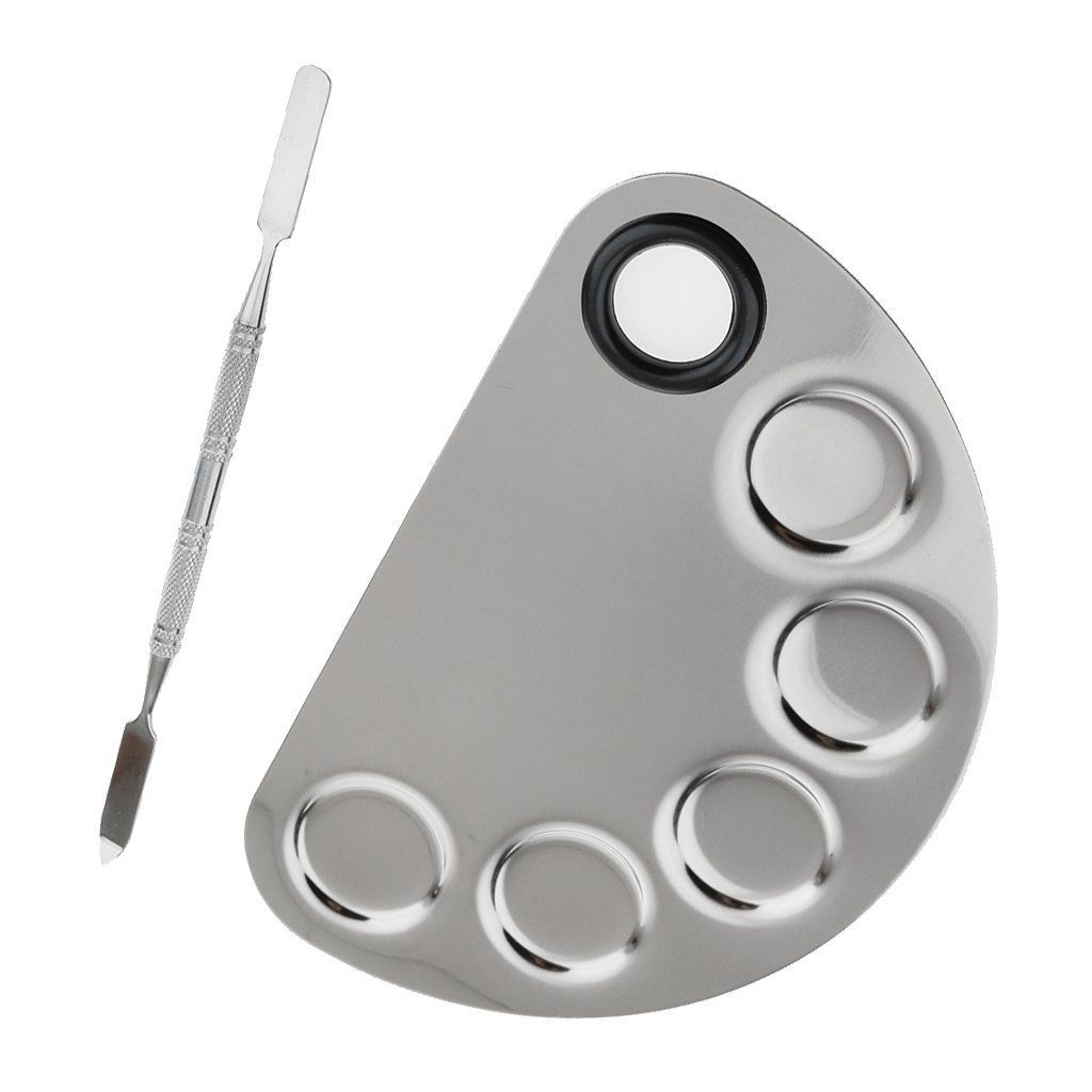 Stainless Steel Makeup Mixing Blending Palette With Spatula