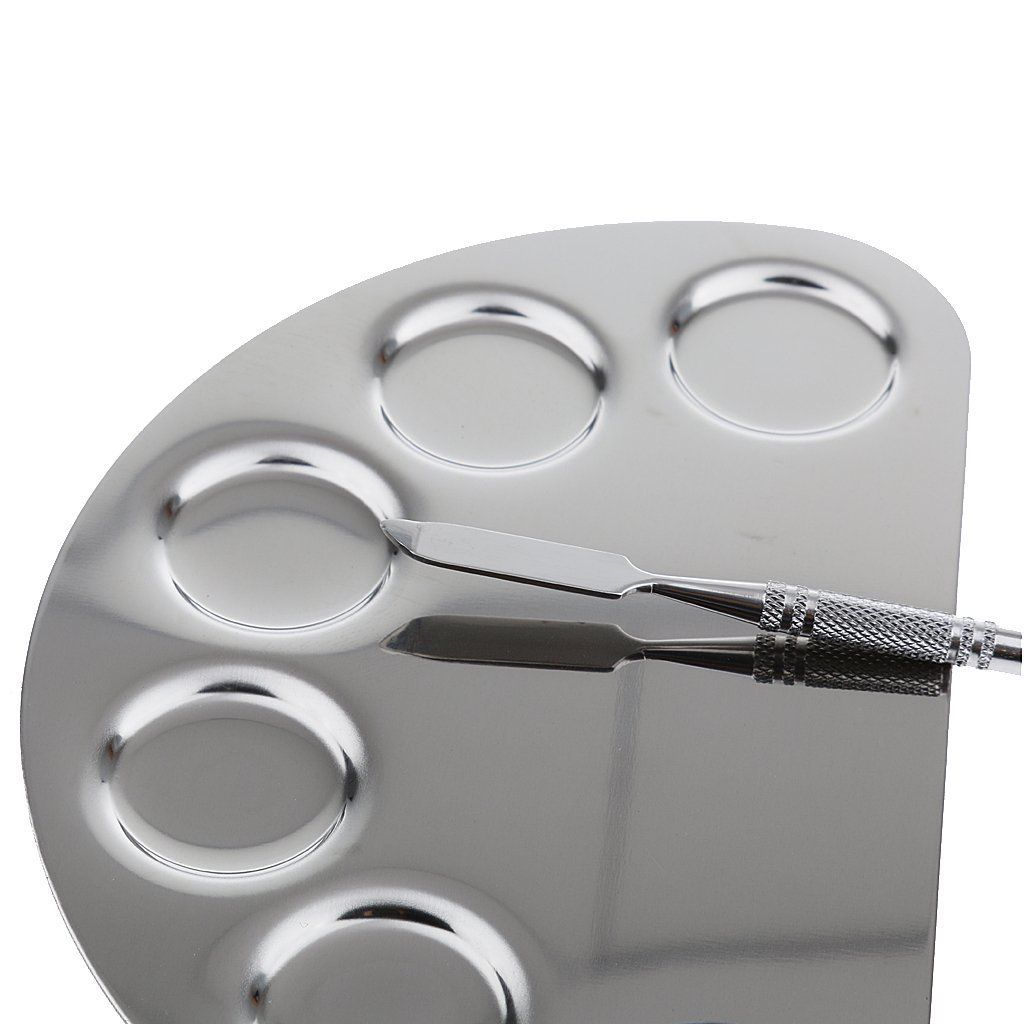 Stainless Steel Makeup Mixing Blending Palette With Spatula