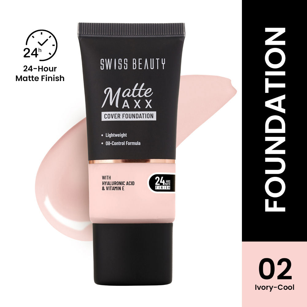 Matte Maxx Cover Foundation with Hyaluronic Acid & Vitamin E - 2 Ivory Cool