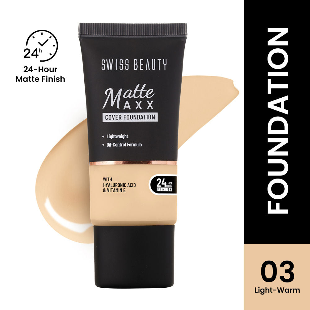 Matte Maxx Cover Foundation with Hyaluronic Acid & Vitamin E - 3 Light Warm