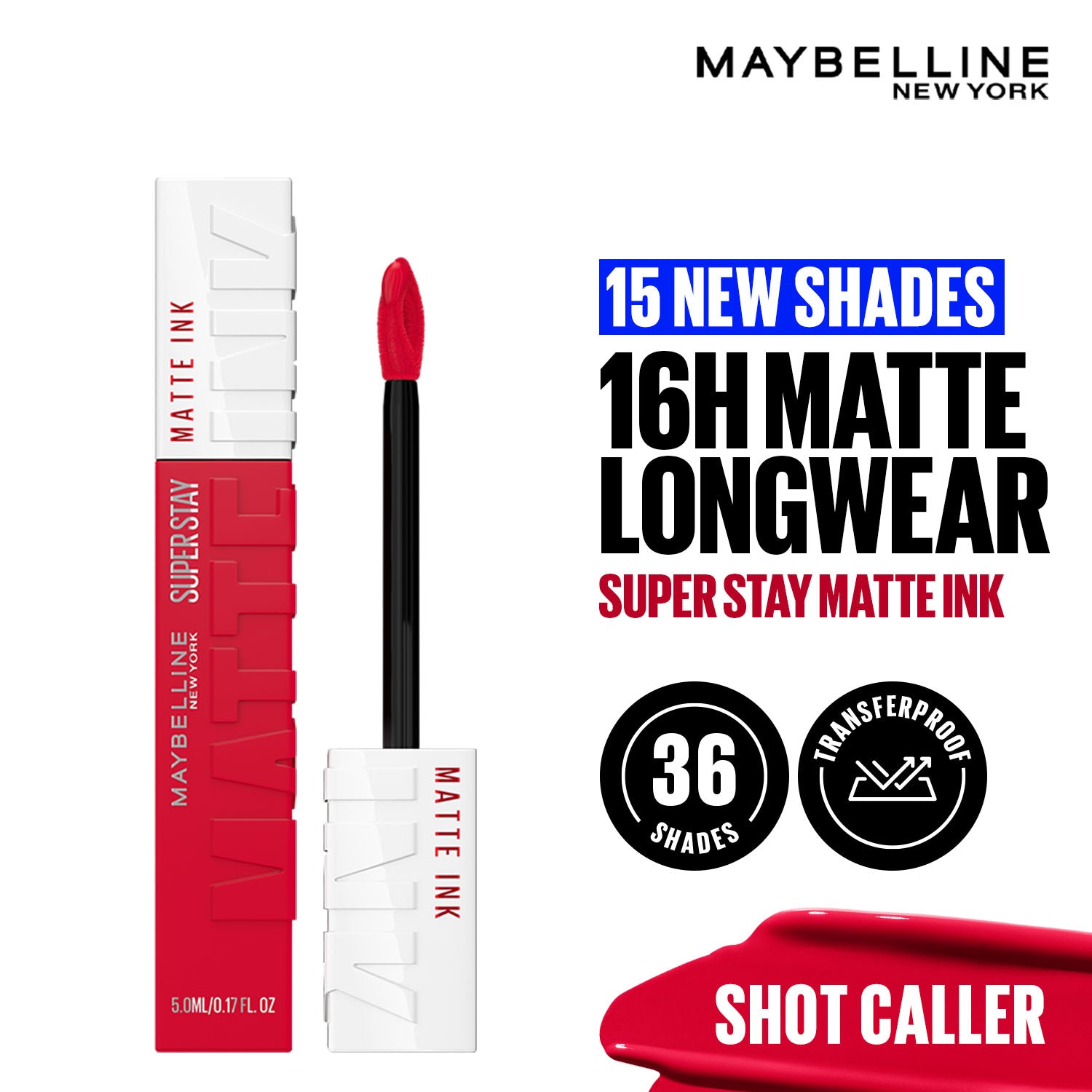 Super Stay Matte Ink Liquid Lipstick, Lasts Up to 16 Hours - 15 Lover - Shot Caller