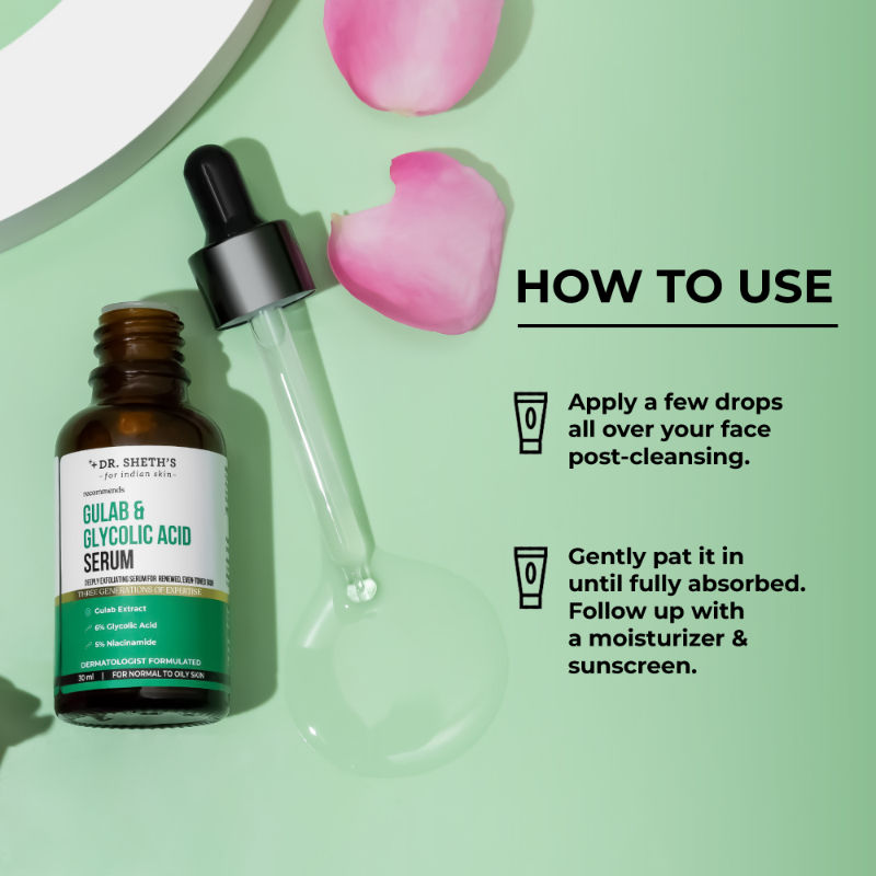 Gulab and 6% Glycolic Acid Serum to Brighten and Improve Skin Texture