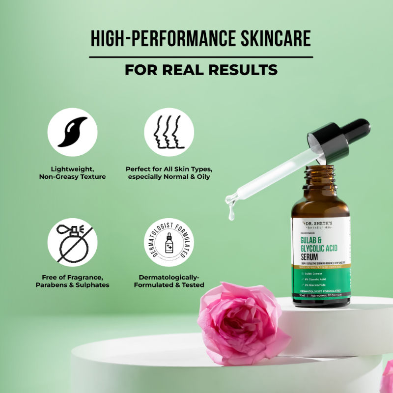 Gulab and 6% Glycolic Acid Serum to Brighten and Improve Skin Texture