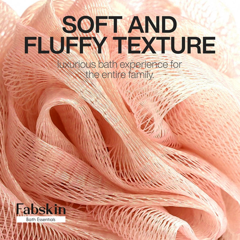 Luxury Bathing Round Loofah Bath Sponge - Peach