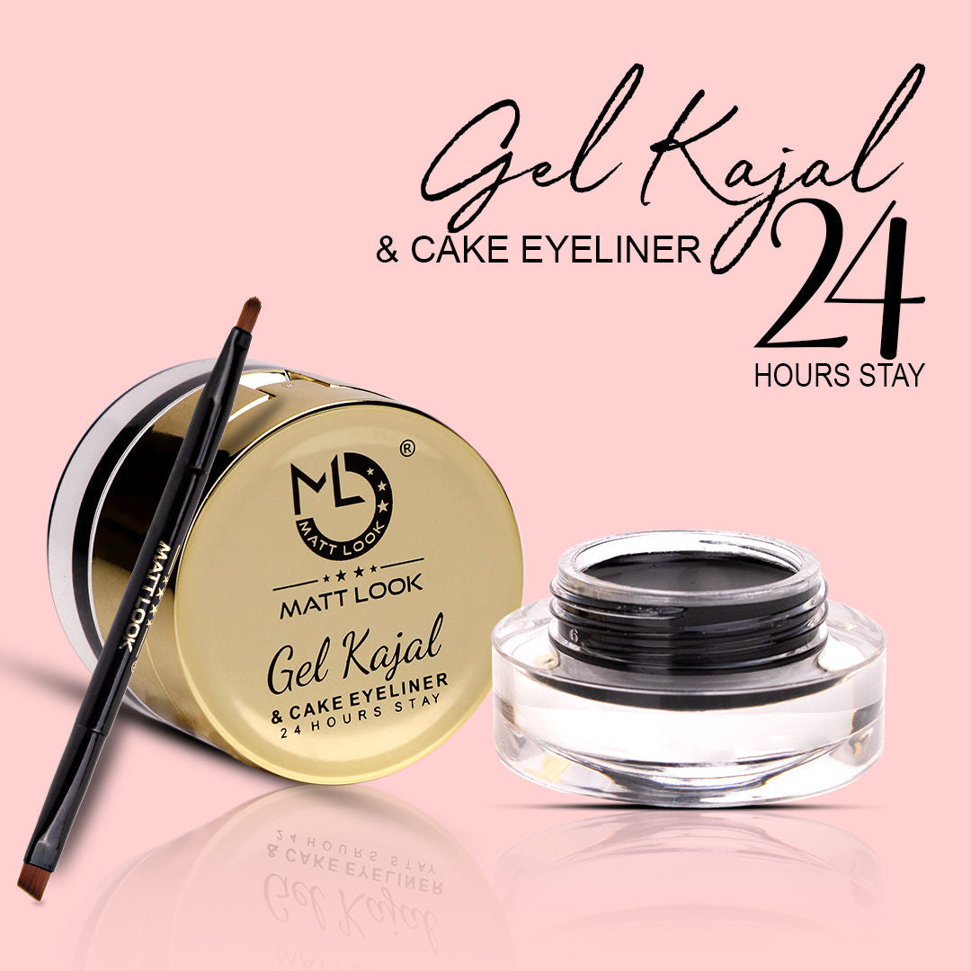 Fashion Eye Makeup 24Hr Stay Gel Kajal & Cake Eyeliner - Black
