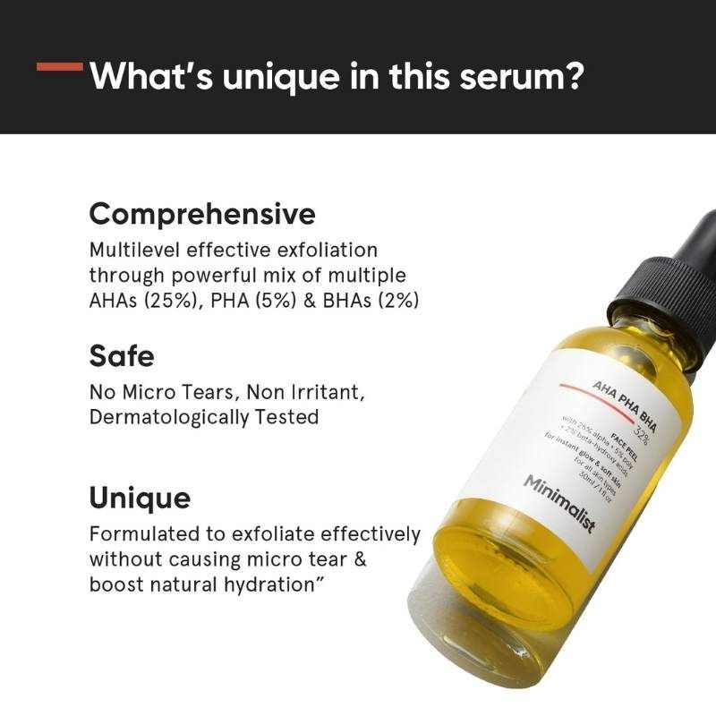 25% AHA + 5% PHA + 2% BHA Exfoliating Peel Solution For Instant Glow & Soft Skin