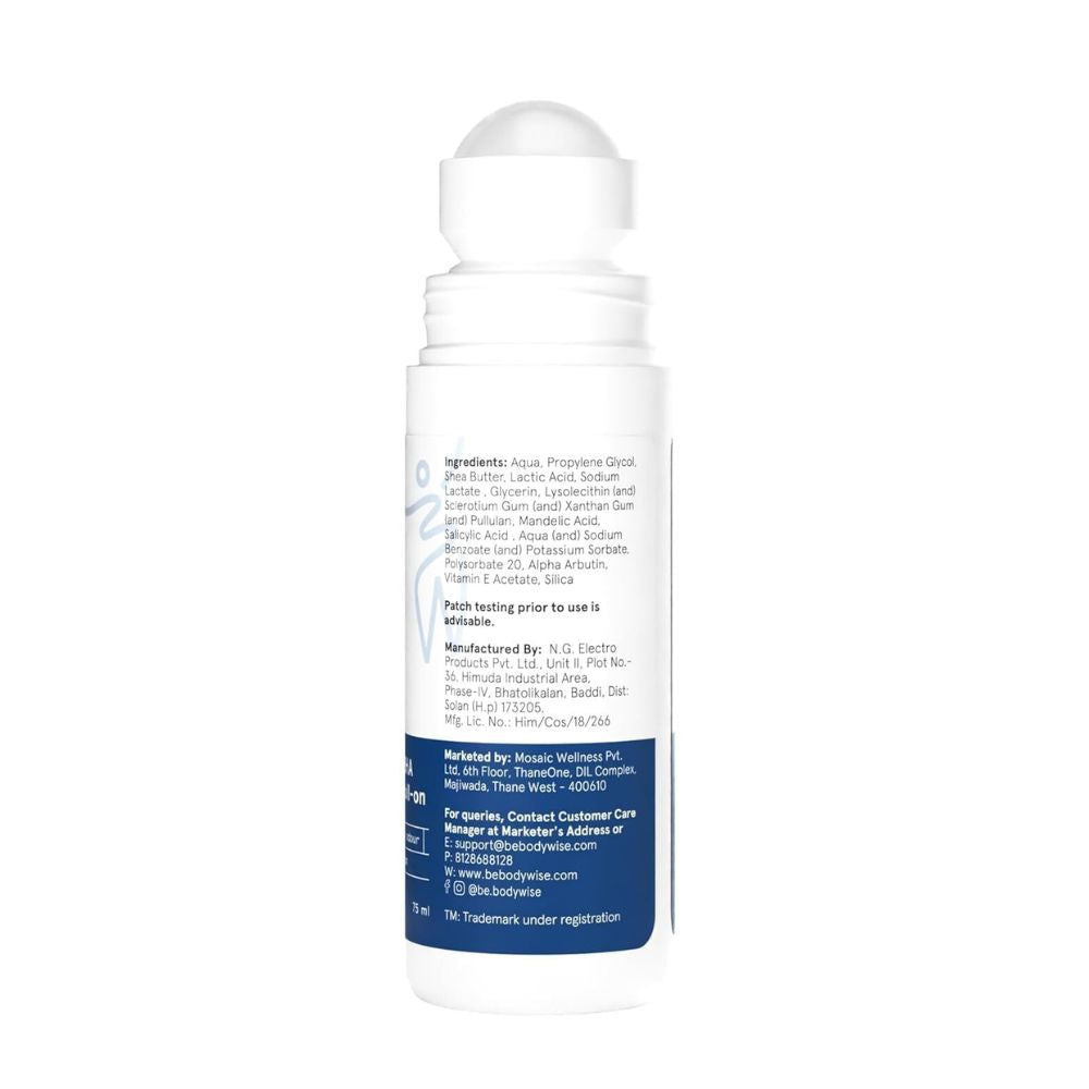4% AHA BHA Fragrance Free Underarm Roll On - With 2% Lactic Acid & Alpha Arbutin