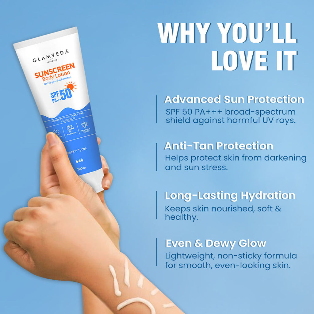 Sunscreen SPF 50 PA+++ Body Lotion With Hyaluronic Acid & Niacinamide