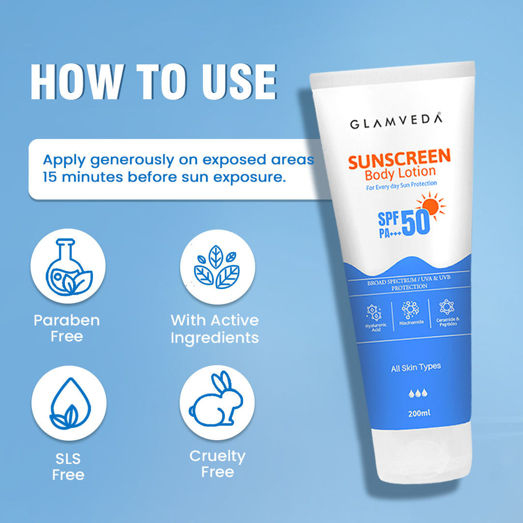 Sunscreen SPF 50 PA+++ Body Lotion With Hyaluronic Acid & Niacinamide