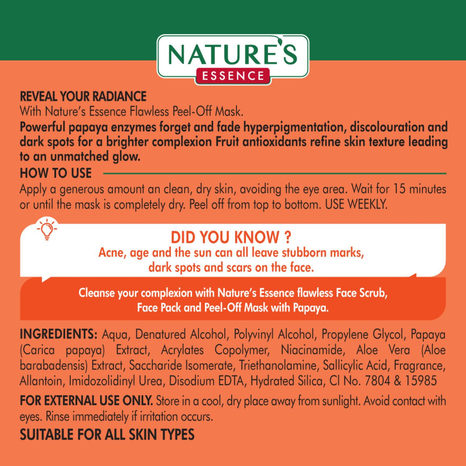 Flawless Peel-Off Mask For Glowing Skin Papaya Face Mask