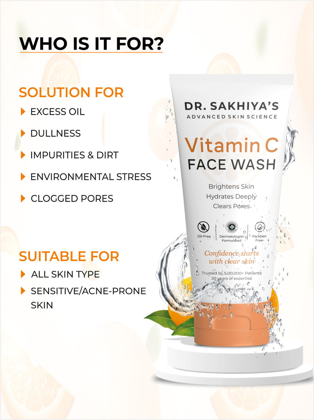 Vitamin C Face Wash Brightening & Antioxidant Cleanser for Glowing Skin