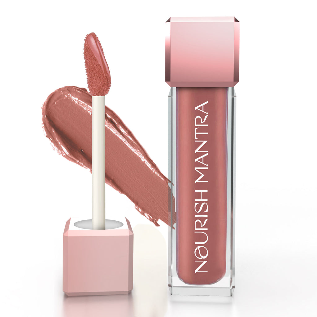 Liquid Lipstick Creamy Matte with SPF/ Water Proof, Smudge Proof Shade Masoom Pink - Tedha Medha Hazelnut
