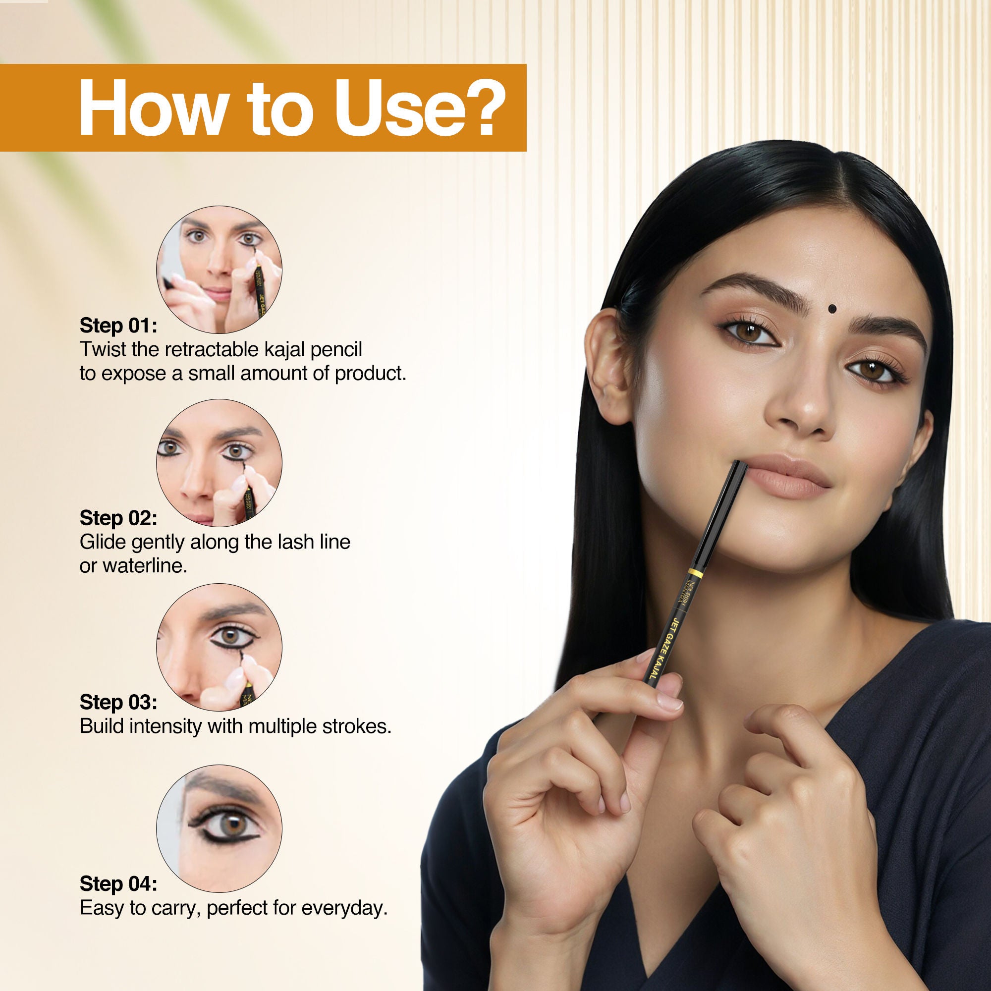 Jet Gaze Kajal Urban Rani - Blue with Almond Oil & Vitamin E