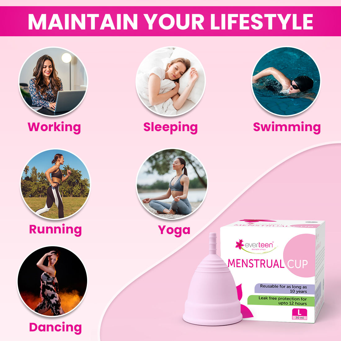 Menstrual Cup 30ml for Women - 12 hours Leak-Proof Protection