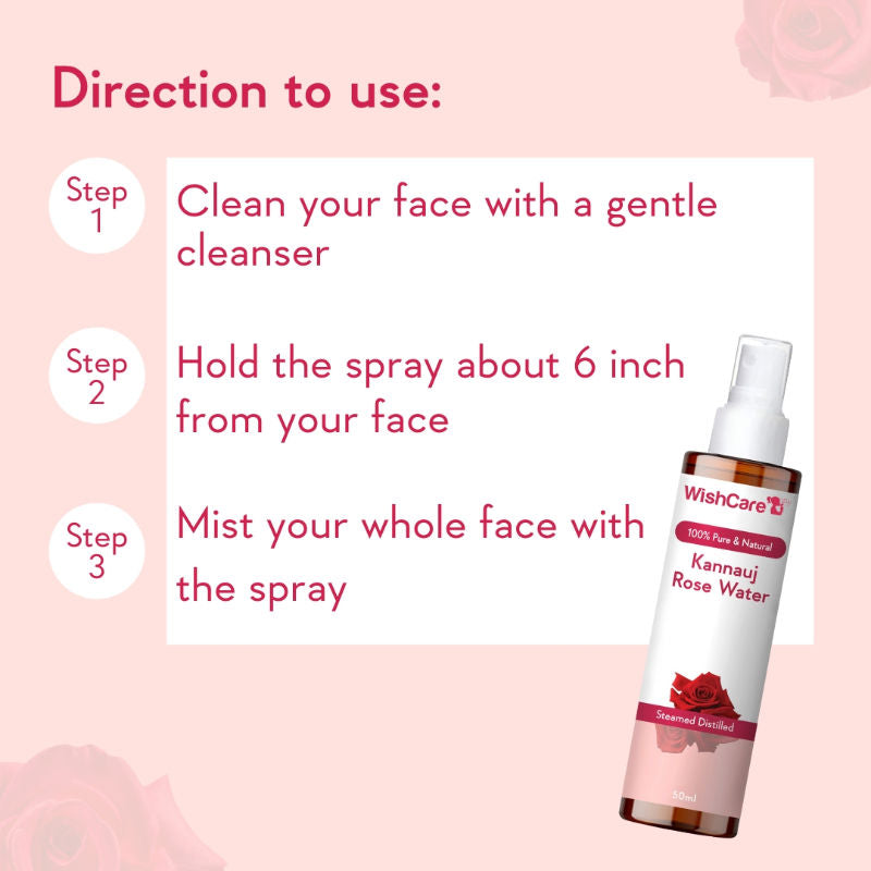 Pure & Natural Kannauj Rose Water For Skin Face & Hair - Rose Water Spray Face Toner