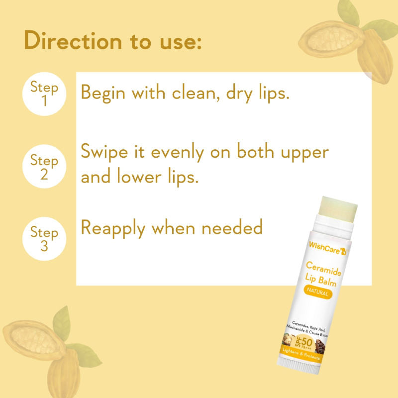 Natural Ceramide Lip Balm for Dark Pigmented Lips with SPF50 PA+++ Heals Dry & Chapped Lips