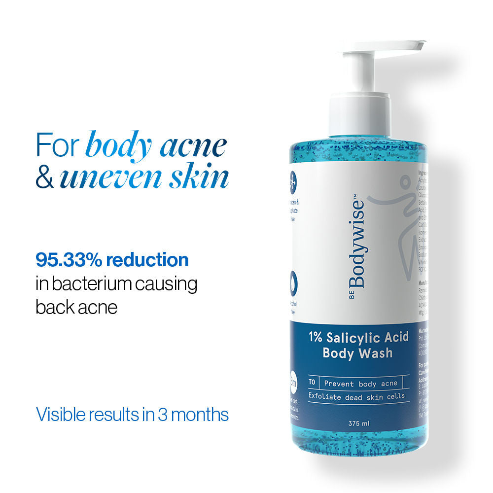 1% Salicylic Acid Body Wash, Treats Body Acne & Strawberry Skin - Exfoliating Shower Gel - 375ml
