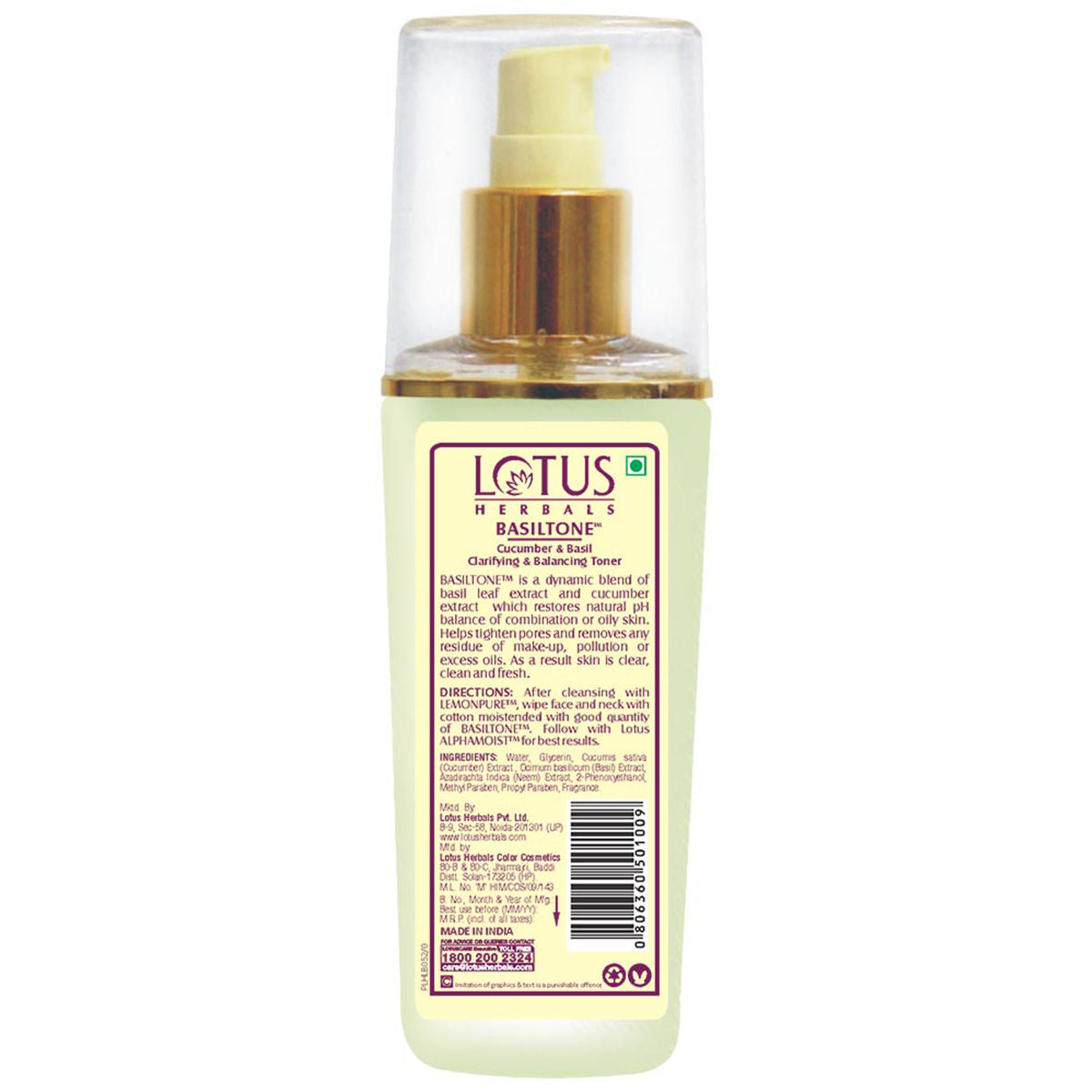 Lotus Herbal Basiltone Cucumber & Basil Clarifying & Balancing Toner