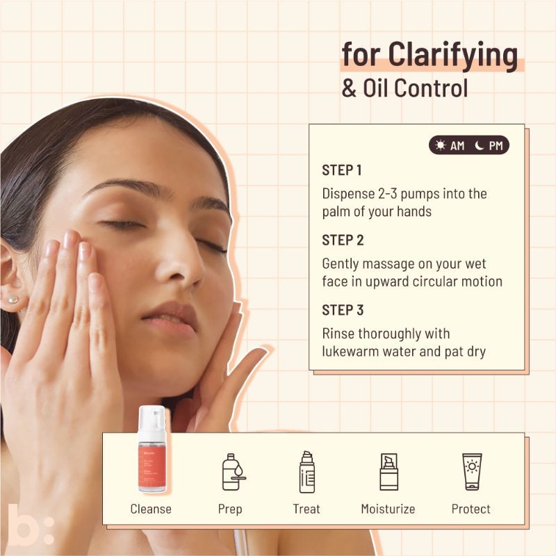 AHA BHA Oil Clear Foaming Face Wash For Oily & Acne Prone Skin