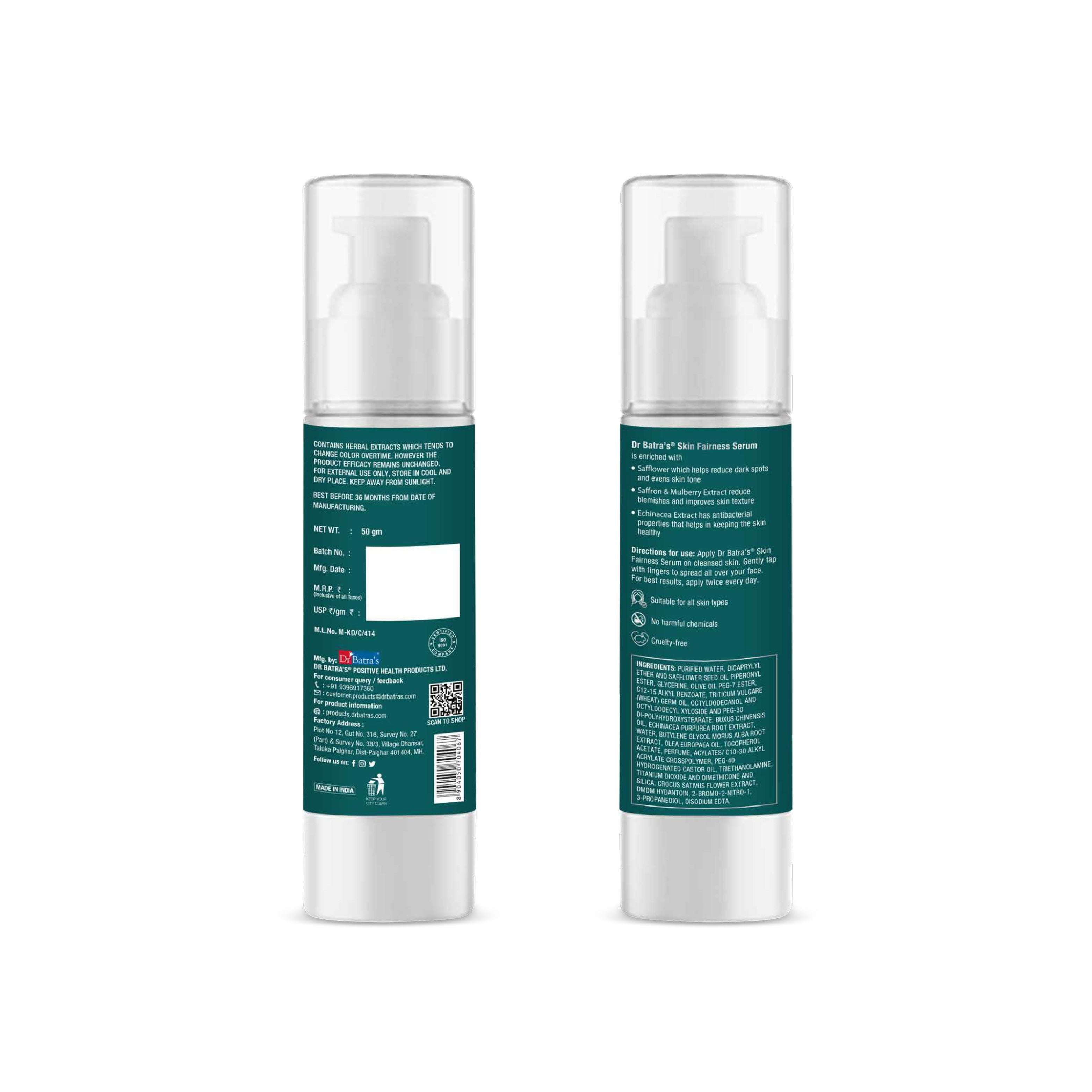 Dr Batra's Skin Glowing Serum, For Bright Skin Glowing & Healthy Skin, Silicone, Hydroquinone Free