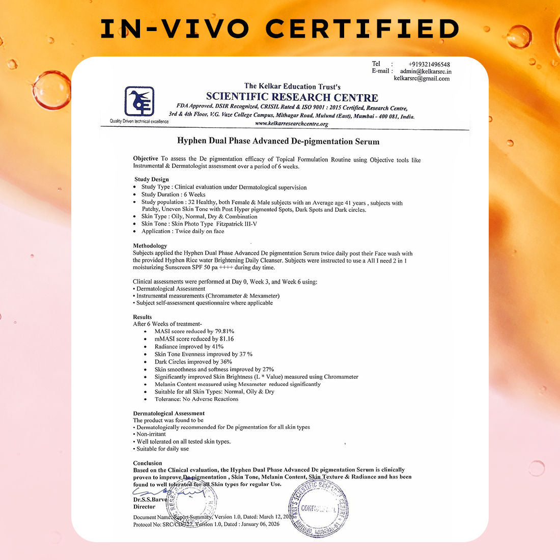 Biphasic Advanced De-Pigmentation Serum, Correct & Prevent Pigmentation In-Vivo Tested