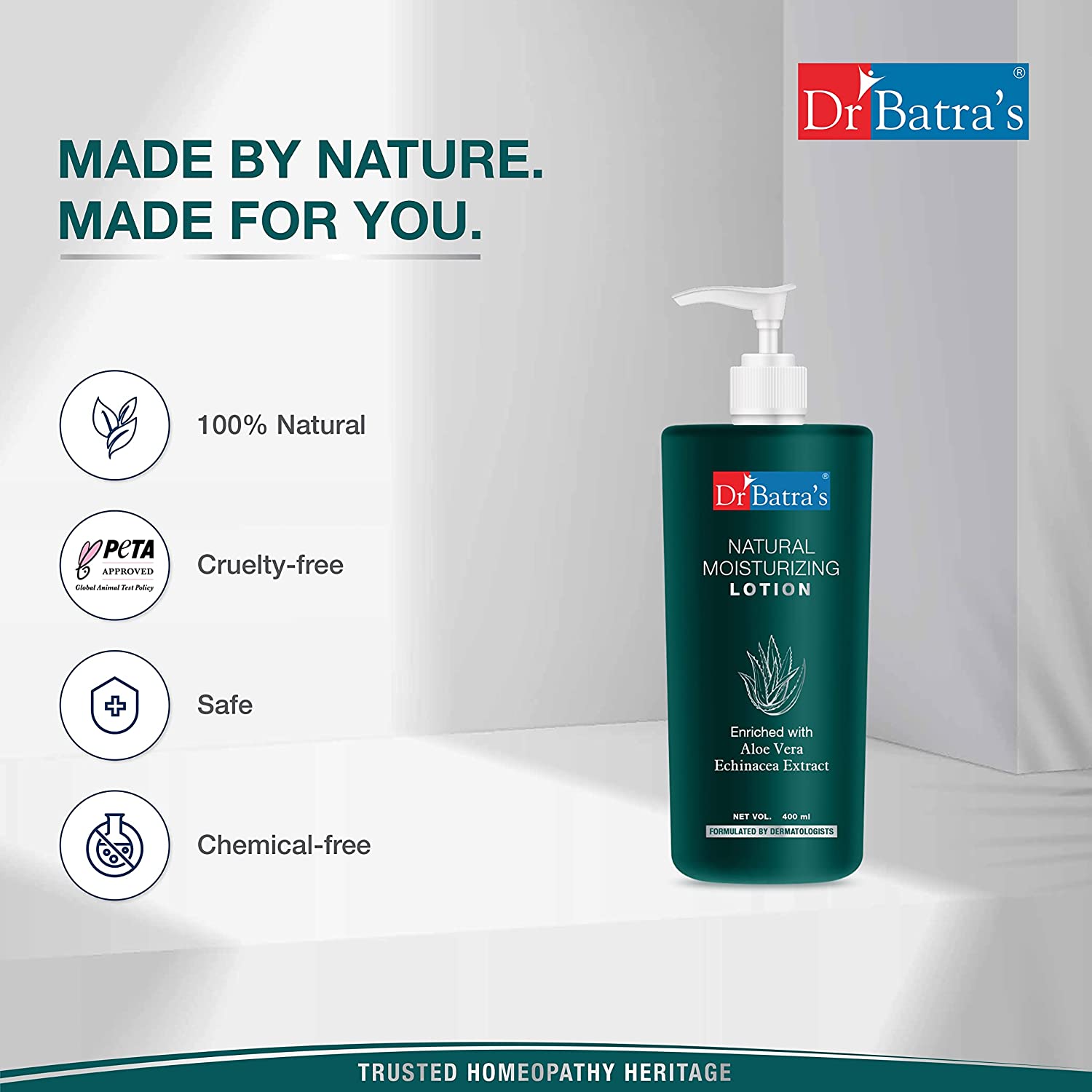 Dr Batra's Moisturized Lotion, Enriched with Aloe Vera & Echinacea, Shield against Dry Skin