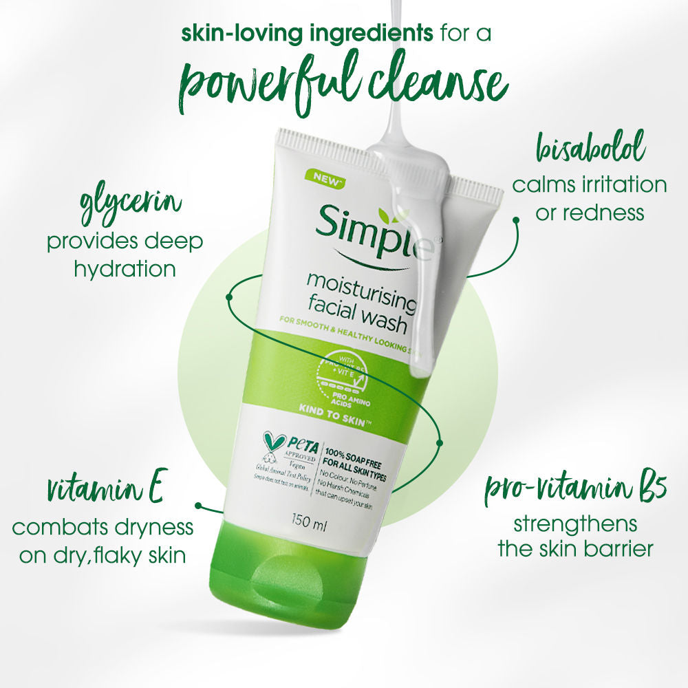 Kind To Skin Moisturising Facial Wash, Reduces Dryness with Panthenol for Dry Skin