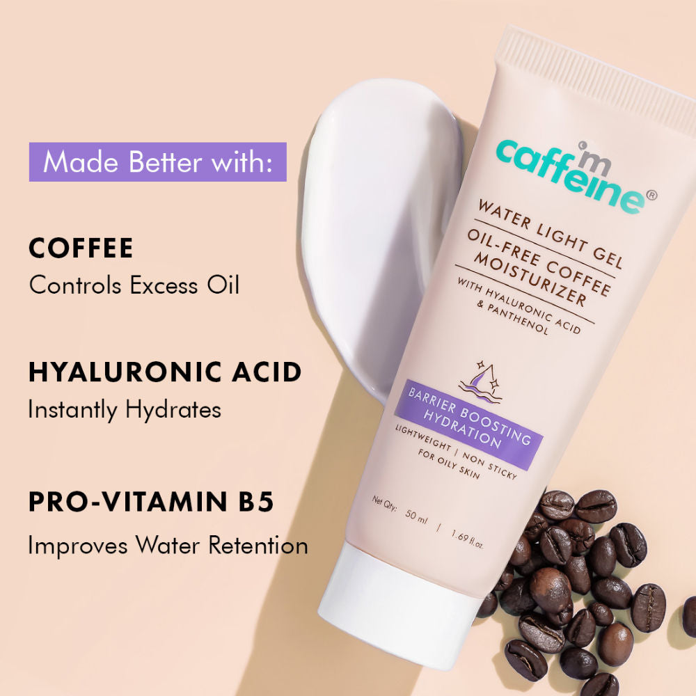 Oil-Free Coffee Face Moisturizer Gel with Hyaluronic Acid & Pro-Vit B5 for Deep Hydration