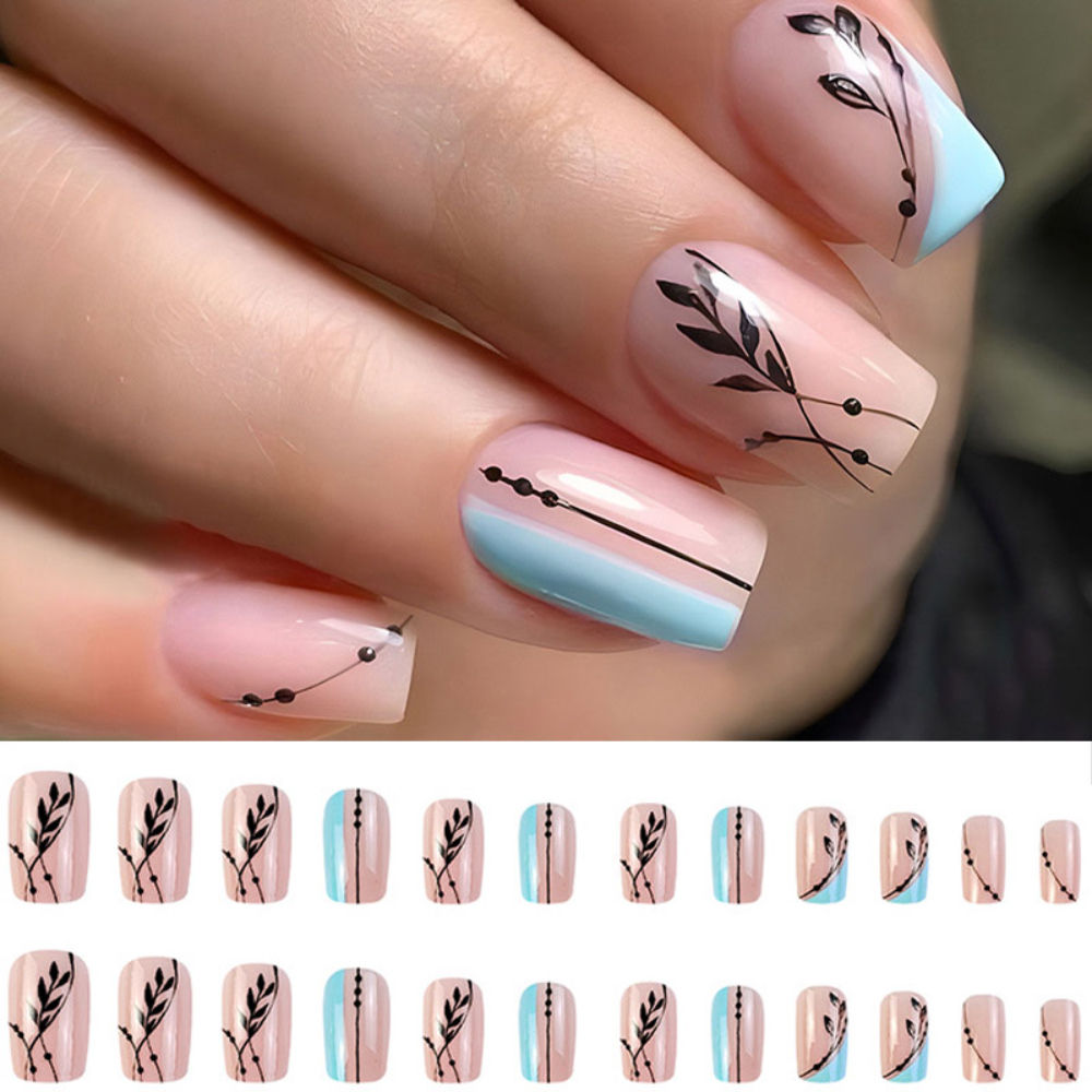 Black Leaves Design With Pink & Black Color